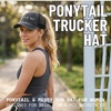 image:imageFunky Junque Criss Cross Ponytail Cap Messy Bun Distressed Baseball Hat  Ponytail messy bun baseball cap for women with crisscross elastic bands for beach gym gardening sporting events amp workBad Hair Day  Black Distressed Black Mesh