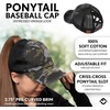 image:imageFunky Junque Criss Cross Ponytail Cap Messy Bun Distressed Baseball Hat  Ponytail messy bun baseball cap for women with crisscross elastic bands for beach gym gardening sporting events amp workBlack Mesh  Black Camo Distressed