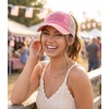 image:imageFunky Junque Criss Cross Ponytail Cap Messy Bun Distressed Baseball Hat  Ponytail messy bun baseball cap for women with crisscross elastic bands for beach gym gardening sporting events amp workAmerican Flag  Pink