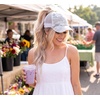 image:imageFunky Junque Criss Cross Ponytail Cap Messy Bun Distressed Baseball Hat  Ponytail messy bun baseball cap for women with crisscross elastic bands for beach gym gardening sporting events amp workCamo White