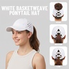 image:imageFunky Junque Criss Cross Ponytail Cap Messy Bun Distressed Baseball Hat  Ponytail messy bun baseball cap for women with crisscross elastic bands for beach gym gardening sporting events amp workBasketweave  White