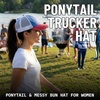 image:imageFunky Junque Criss Cross Ponytail Cap Messy Bun Distressed Baseball Hat  Ponytail messy bun baseball cap for women with crisscross elastic bands for beach gym gardening sporting events amp work2 Tone BlueRed Distressed