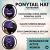 image:imageFunky Junque Criss Cross Ponytail Cap Messy Bun Distressed Baseball Hat  Ponytail messy bun baseball cap for women with crisscross elastic bands for beach gym gardening sporting events amp workTie Dye  Purple WMesh