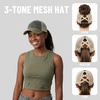 image:imageFunky Junque Criss Cross Ponytail Cap Messy Bun Distressed Baseball Hat  Ponytail messy bun baseball cap for women with crisscross elastic bands for beach gym gardening sporting events amp work2 Tone BrownKhaki Distressed