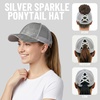 image:imageFunky Junque Criss Cross Ponytail Cap Messy Bun Distressed Baseball Hat  Ponytail messy bun baseball cap for women with crisscross elastic bands for beach gym gardening sporting events amp workSequin  Silver