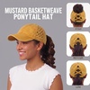 image:imageFunky Junque Criss Cross Ponytail Cap Messy Bun Distressed Baseball Hat  Ponytail messy bun baseball cap for women with crisscross elastic bands for beach gym gardening sporting events amp workBasketweave  Mustard
