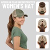 image:imageFunky Junque Criss Cross Ponytail Cap Messy Bun Distressed Baseball Hat  Ponytail messy bun baseball cap for women with crisscross elastic bands for beach gym gardening sporting events amp workAmerican Flag  Olive