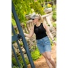image:imageFunky Junque Criss Cross Ponytail Cap Messy Bun Distressed Baseball Hat  Ponytail messy bun baseball cap for women with crisscross elastic bands for beach gym gardening sporting events amp workLeopard  Grey