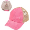 image:imageFunky Junque Criss Cross Ponytail Cap Messy Bun Distressed Baseball Hat  Ponytail messy bun baseball cap for women with crisscross elastic bands for beach gym gardening sporting events amp workBeige Mesh  Pink Distressed