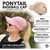 image:imageFunky Junque Criss Cross Ponytail Cap Messy Bun Distressed Baseball Hat  Ponytail messy bun baseball cap for women with crisscross elastic bands for beach gym gardening sporting events amp workCotton Eyelet  Rose