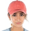 image:imageFunky Junque Criss Cross Ponytail Cap Messy Bun Distressed Baseball Hat  Ponytail messy bun baseball cap for women with crisscross elastic bands for beach gym gardening sporting events amp workBasketweave  Coral