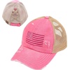 image:imageFunky Junque Criss Cross Ponytail Cap Messy Bun Distressed Baseball Hat  Ponytail messy bun baseball cap for women with crisscross elastic bands for beach gym gardening sporting events amp workAmerican Flag  Pink