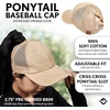 image:imageFunky Junque Criss Cross Ponytail Cap Messy Bun Distressed Baseball Hat  Ponytail messy bun baseball cap for women with crisscross elastic bands for beach gym gardening sporting events amp work2 Pack  Black  Khaki