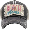 image:imageFunky Junque Distressed Baseball Cap Vintage Embroidered Dad Hat  Soft cotton distressed cap with vintage embroidery for music festivals road trips brunch amp weekend styleBeach Please Metallic  Black