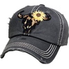 image:imageFunky Junque Distressed Baseball Cap Vintage Embroidered Dad Hat  Soft cotton distressed cap with vintage embroidery for music festivals road trips brunch amp weekend styleLeopard Steer W Flower  Black
