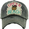 image:imageFunky Junque Distressed Baseball Cap Vintage Embroidered Dad Hat  Soft cotton distressed cap with vintage embroidery for music festivals road trips brunch amp weekend styleLifes a Beach  Black