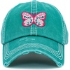 image:imageFunky Junque Distressed Baseball Cap Vintage Embroidered Dad Hat  Soft cotton distressed cap with vintage embroidery for music festivals road trips brunch amp weekend styleButterfly Hearts  Turquoise