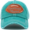image:imageFunky Junque Distressed Baseball Cap Vintage Embroidered Dad Hat  Soft cotton distressed cap with vintage embroidery for music festivals road trips brunch amp weekend styleFootball Mama  Turquoise
