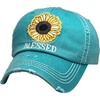 image:imageFunky Junque Distressed Baseball Cap Vintage Embroidered Dad Hat  Soft cotton distressed cap with vintage embroidery for music festivals road trips brunch amp weekend styleBlessed W Sunflower  Turquoise