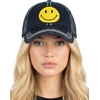 image:imageFunky Junque Distressed Baseball Cap Vintage Embroidered Dad Hat  Soft cotton distressed cap with vintage embroidery for music festivals road trips brunch amp weekend styleSmiley Face  Black