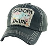 image:imageFunky Junque Distressed Baseball Cap Vintage Embroidered Dad Hat  Soft cotton distressed cap with vintage embroidery for music festivals road trips brunch amp weekend styleGrandpa Shark  Black
