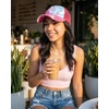 image:imageFunky Junque Distressed Mesh Low Profile Trucker Hat Snapback Cap  Distressed trucker with breathable mesh panels for rodeos country concerts ranch work festivals amp Western styleHot Pink Tie Dye Mix
