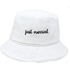 image:imageFunky Junque Embroidered Bridal Bucket Hat  Lightweight Cotton Bucket Hat with Sun Protection Beach Festival and Sun Reversible Bucket Hats for WomenJust Married  White