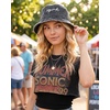 image:imageFunky Junque Embroidered Bridal Bucket Hat  Lightweight Cotton Bucket Hat with Sun Protection Beach Festival and Sun Reversible Bucket Hats for WomenSquad  Black