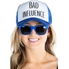 image:imageFunky Junque Funny Retro Foam Trucker Hat  Adult Humor Mesh Snapback for Bachelorette Girls Trip Weekend amp Birthday GiftHat  Sunnies Set  Bad Influence Royal Blue