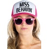 image:imageFunky Junque Funny Retro Foam Trucker Hat  Adult Humor Mesh Snapback for Bachelorette Girls Trip Weekend amp Birthday GiftHat  Sunnies Set  Miss Behavin Hot Pink