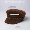 image:imageFunky Junque Greek Fisherman Newsboy Cap Cotton Captains Bakerboy Hat  Breathable cotton fisherman cap with flat round top for everyday style sun protection travel amp timeless looksStudded Suede  Brown