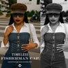 image:imageFunky Junque Greek Fisherman Newsboy Cap Cotton Captains Bakerboy Hat  Breathable cotton fisherman cap with flat round top for everyday style sun protection travel amp timeless looks2 Pack  Faux Suede  Black  Mocha