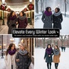 image:imageFunky Junque Infinity Scarf for Women  Oversized Chunky Winter Scarf Colorful Fall Scarves Soft Sweater Wrap Cozy Style2 Pack  Charcoal  Dark Purple