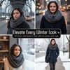 image:imageFunky Junque Infinity Scarf for Women  Oversized Chunky Winter Scarf Colorful Fall Scarves Soft Sweater Wrap Cozy StyleA Confetti Charcoal Design