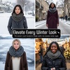 image:imageFunky Junque Infinity Scarf for Women  Oversized Chunky Winter Scarf Colorful Fall Scarves Soft Sweater Wrap Cozy StyleCharcoal Lined