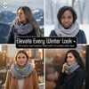 image:imageFunky Junque Infinity Scarf for Women  Oversized Chunky Winter Scarf Colorful Fall Scarves Soft Sweater Wrap Cozy StyleHeather Grey