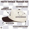 image:imageFunky Junque Kids 2 Tone Trucker Snapback Hat for Baby Toddler amp Children  Soft Cotton Trucker Hat with Adjustable Snapback Everyday Play and Gifting Funny Toddler Hats for KidsCertified Mamas Boy  BrownBeige