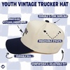 image:imageFunky Junque Kids 2 Tone Trucker Snapback Hat for Baby Toddler amp Children  Soft Cotton Trucker Hat with Adjustable Snapback Everyday Play and Gifting Funny Toddler Hats for KidsCool Kids Club  NavyBeige