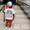 image:imageFunky Junque Kids Trucker Hat Toddler Boys amp Girls Flat Brim Baseball Cap  Mesh Trucker Hat with Adjustable Snapback Everyday Play and Gifting Toddler Baseball Caps for KidsUsa Peace Fingers  WhiteRedBlue