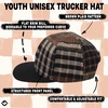 image:imageFunky Junque Kids Trucker Hat Toddler Boys amp Girls Flat Brim Baseball Cap  Mesh Trucker Hat with Adjustable Snapback Everyday Play and Gifting Toddler Baseball Caps for KidsBrown Plaid W Faux Leather Brim
