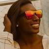 image:imageFunky Junque Mirrored Sunglasses Reflective 80s Style Shades  Lightweight frameless sunglasses with reflective mirror lenses for driving beach days festivals amp unisex 80s styleRed