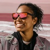 image:imageFunky Junque Mirrored Sunglasses Reflective 80s Style Shades  Lightweight frameless sunglasses with reflective mirror lenses for driving beach days festivals amp unisex 80s styleRed