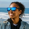 image:imageFunky Junque Mirrored Sunglasses Reflective 80s Style Shades  Lightweight frameless sunglasses with reflective mirror lenses for driving beach days festivals amp unisex 80s styleGreenBlue