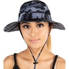 image:imageFunky Junque Ponytail Messy Bun Sun Hat UPF 50 Mesh Bucket Cap  Lightweight mesh ponytail bucket hat with openback hole for hiking running gardening beach amp fishing2 Pack BlackBlack Camo  BeigeBlack