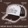 image:imageFunky Junque Premium Mesh Snapback Trucker Hat  Stylish Comfort for All  Patriotic Humor amp More  Lightweight Foam Trucker Hat with Adjustable Snapback Concerts Festivals and Weekend Wear Funny Trucker HatsExcuse Me  You Look Like You Love Me  BrownWhite