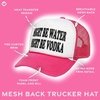 image:imageFunky Junque Premium Mesh Snapback Trucker Hat  Stylish Comfort for All  Patriotic Humor amp More  Lightweight Foam Trucker Hat with Adjustable Snapback Concerts Festivals and Weekend Wear Funny Trucker HatsMight Be Water Might Be Vodka WhiteHot Pink