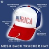 image:imageFunky Junque Premium Mesh Snapback Trucker Hat  Stylish Comfort for All  Patriotic Humor amp More  Lightweight Foam Trucker Hat with Adjustable Snapback Concerts Festivals and Weekend Wear Funny Trucker HatsMerica WhiteRedBlue