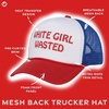 image:imageFunky Junque Premium Mesh Snapback Trucker Hat  Stylish Comfort for All  Patriotic Humor amp More  Lightweight Foam Trucker Hat with Adjustable Snapback Concerts Festivals and Weekend Wear Funny Trucker HatsWhite Girl Wasted WhiteRedBlue