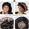 image:imageFunky Junque Satin Silk Sleep Bonnet Reversible Hair Wrap Cap  Premium satin sleep bonnet with reversible dualcolor design for bedtime hair protection curly styles amp braidsLeopardBlack Tie Band