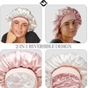 image:imageFunky Junque Satin Silk Sleep Bonnet Reversible Hair Wrap Cap  Premium satin sleep bonnet with reversible dualcolor design for bedtime hair protection curly styles amp braidsIvoryRose
